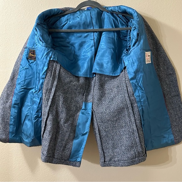 Botany 500 Sport Coat mens 40S Vintage Blazer Harris Tweed Wool Gray Single Vent - Picture 12 of 15